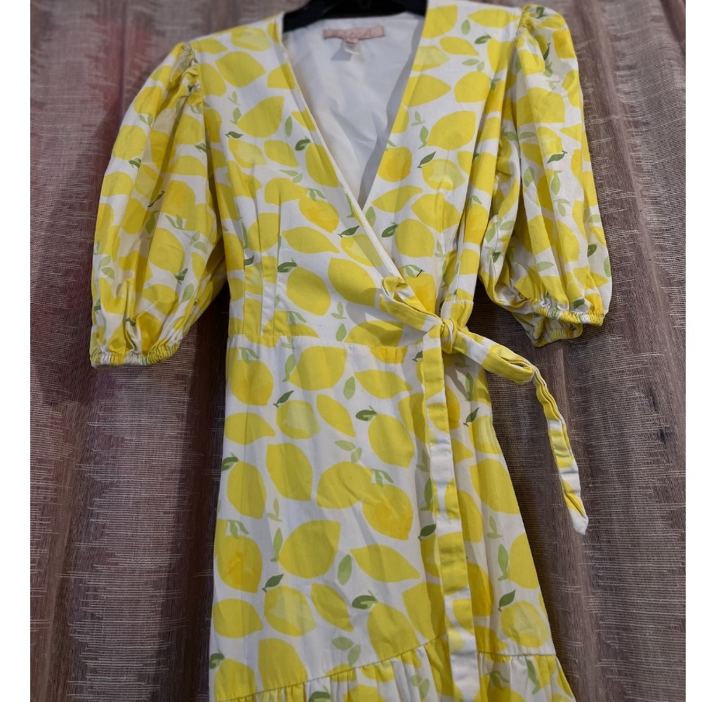 Anthropologie Hutch Lemon Print Wrap Midi Dress, NEW - Picture 11 of 14